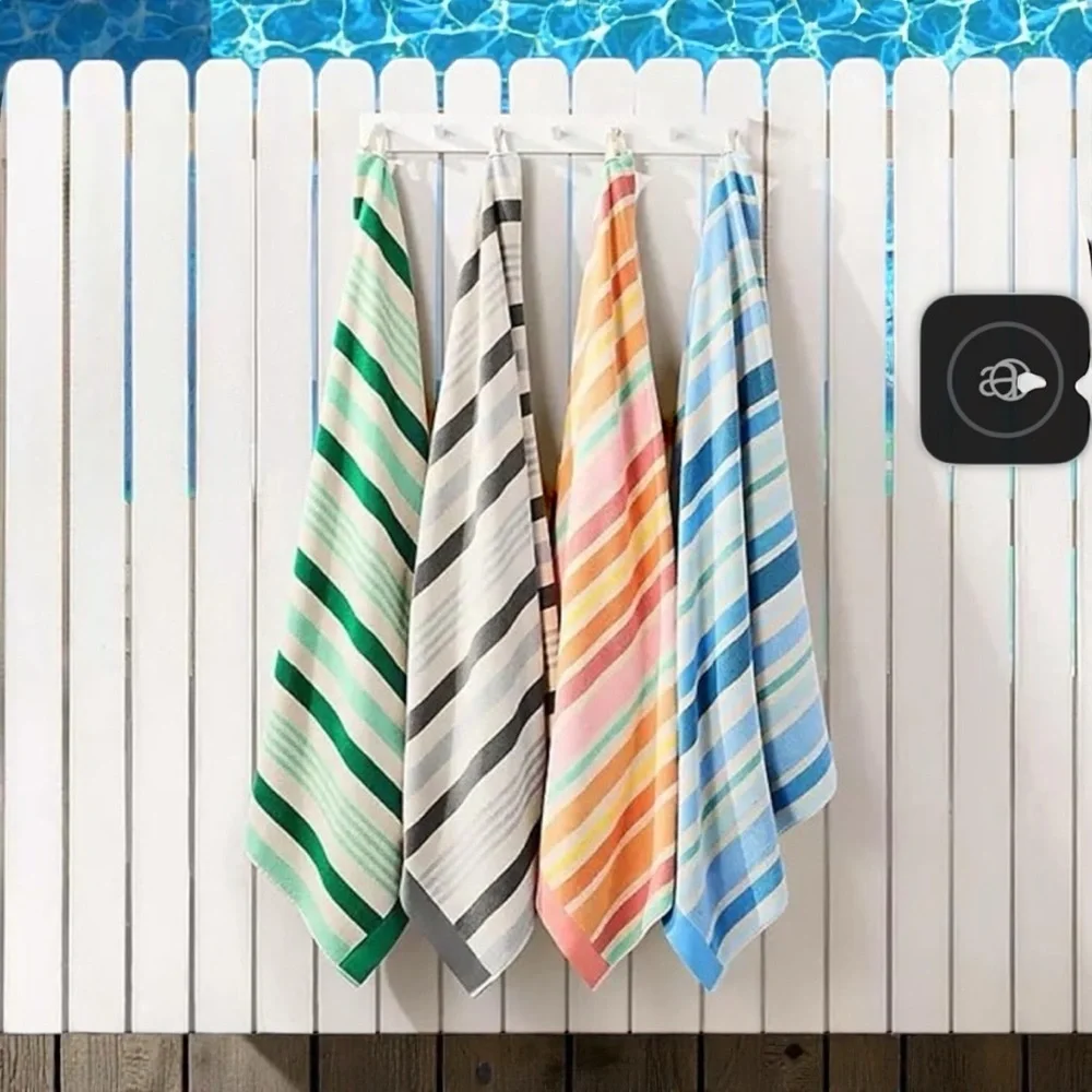 Brand New Member's Mark Sand Friendly Striped Towel 100% Cotton